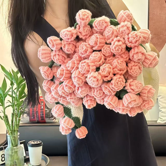 Hand-Made Crochet Rose Bouquet Blanket