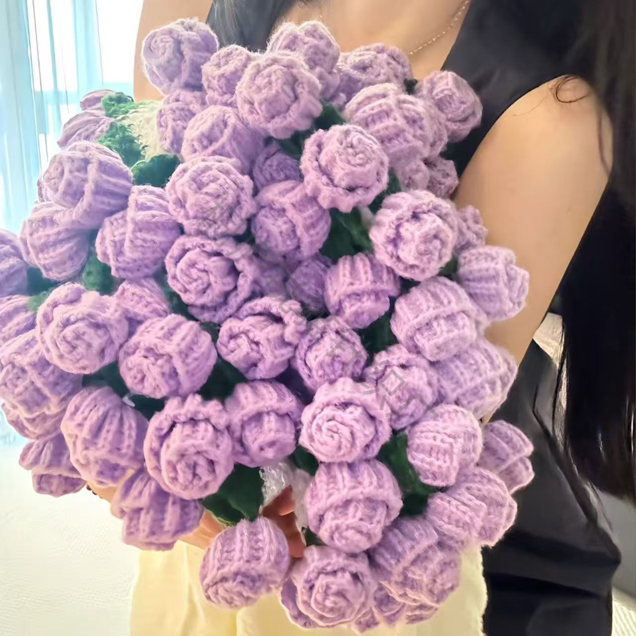 Hand-Made Crochet Rose Bouquet Blanket